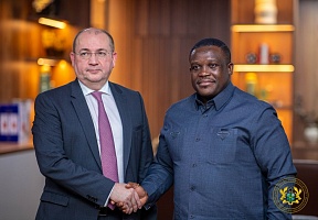 AMBASSADOR SERGEI BERDNIKOV MEETS WITH GHANA’S MINISTER FOR COMMUNICATION, DIGITAL TECHNOLOGY AND INNOVATIONS HON. SAMUEL NARTEY GEORGE